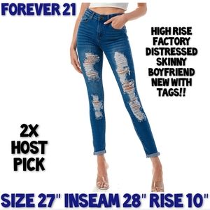 Forever 21 Jeans High Rise Boyfriend Ankle Crop Size 27 NWT